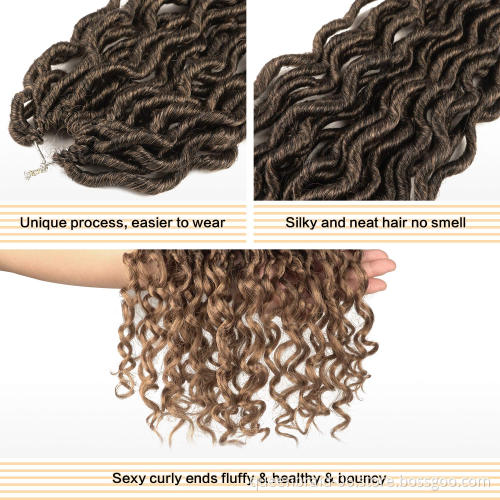 Goddess Locs Crochet Hair Wavy Faux Locs with Curly Ends Synthetic Braiding Hair Extension Dreadlocks Soku Ombre Twist Hair